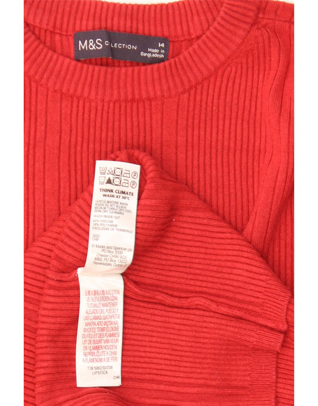 Maglione maglione girocollo da donna Marks & Spencer UK 14 Viscosa rossa media