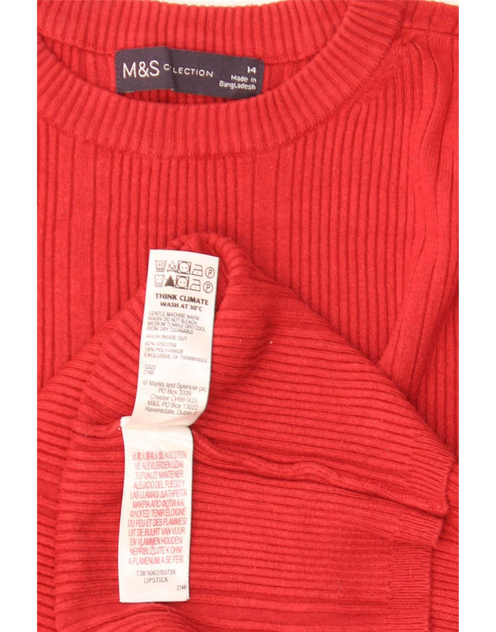 Maglione maglione girocollo da donna Marks & Spencer UK 14 Viscosa rossa media