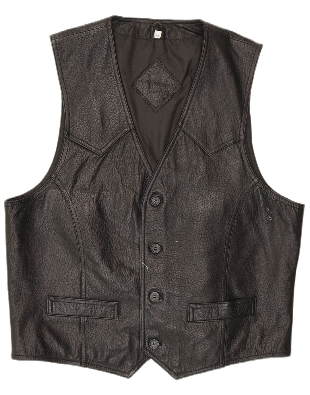 Gilet in pelle vintage da uomo IT 52 grande nero
