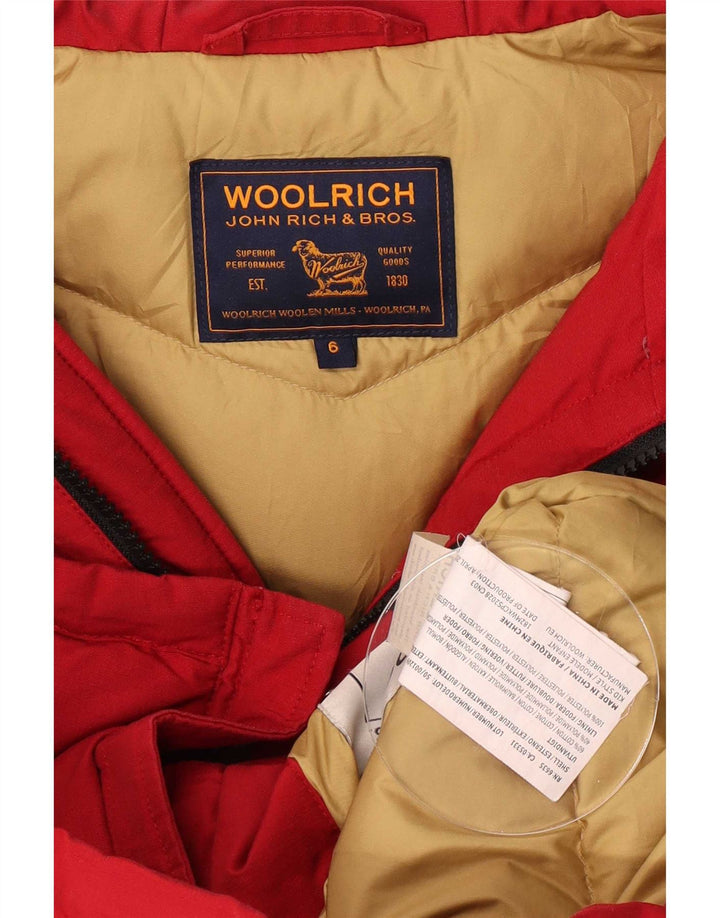 Cappotto imbottito con cappuccio per ragazzi Woolrich 5-6 anni in cotone rosso