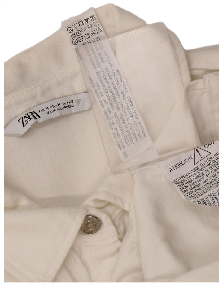 Abito in denim da donna Zara con volant sul davanti UK 12 Cotone bianco medio