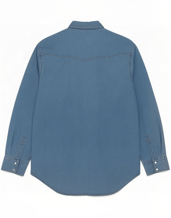 Camicia di jeans vintage da uomo XL in cotone blu