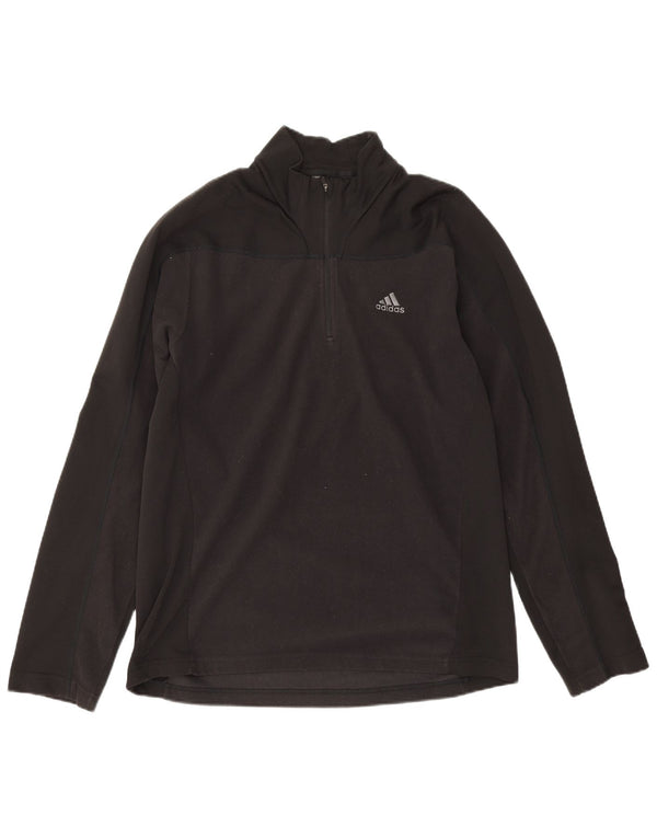 Maglione in pile da uomo con zip e collo Adidas UK 46/48 XL poliestere nero