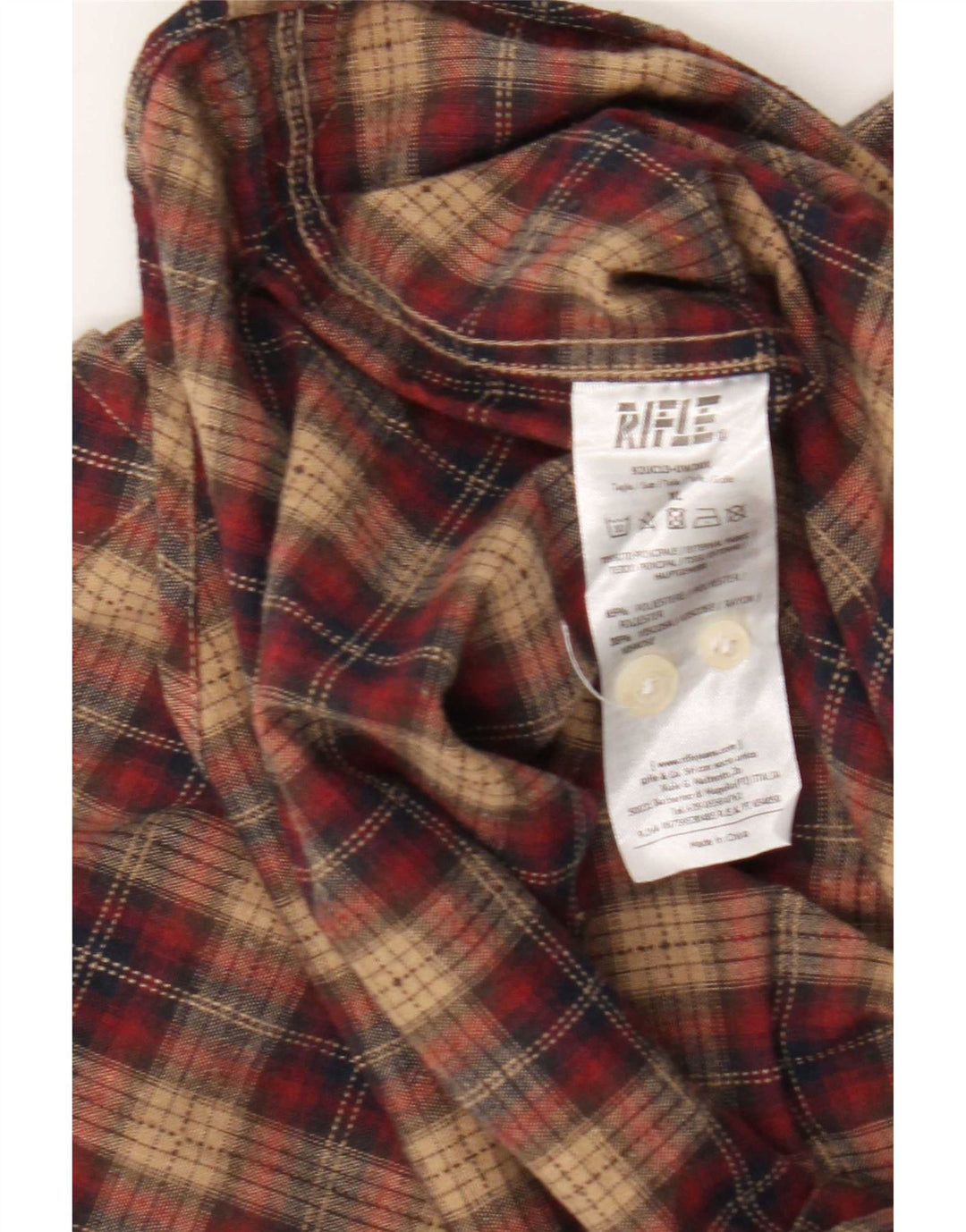 Camicia da uomo in flanella Rifle XL in poliestere a quadri rossi