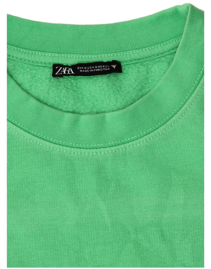 Felpa corta da donna Zara UK 14 cotone verde medio