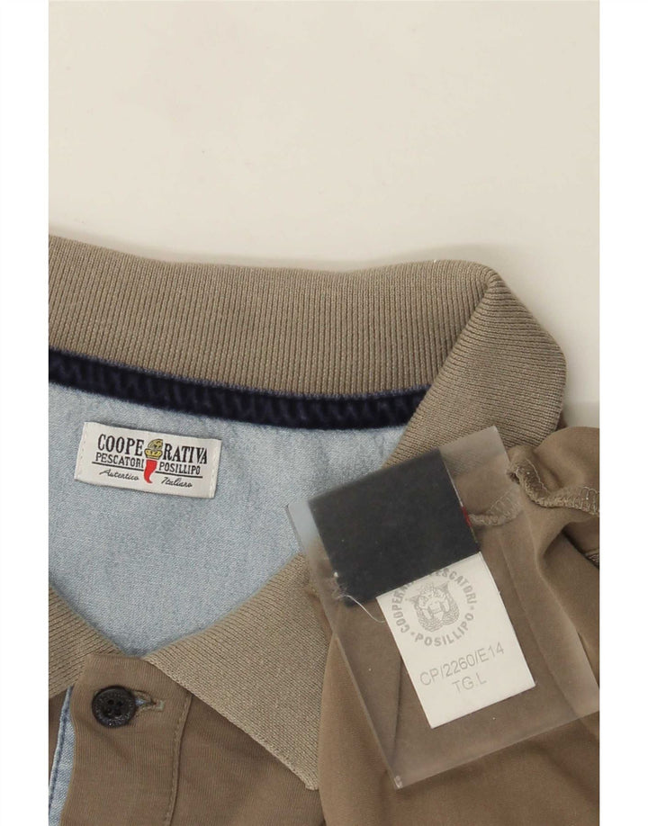 Polo da uomo Cooperativa grande in cotone beige