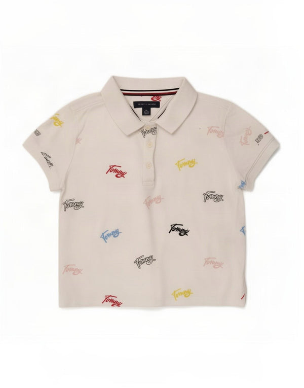 Polo grafica per bambina Tommy Hilfiger 8-9 anni cotone bianco medio