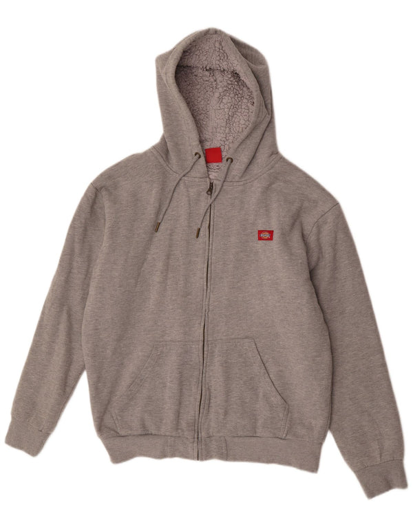 Dickies Maglione con cappuccio e zip Sherpa da uomo di grandi dimensioni in cotone grigio