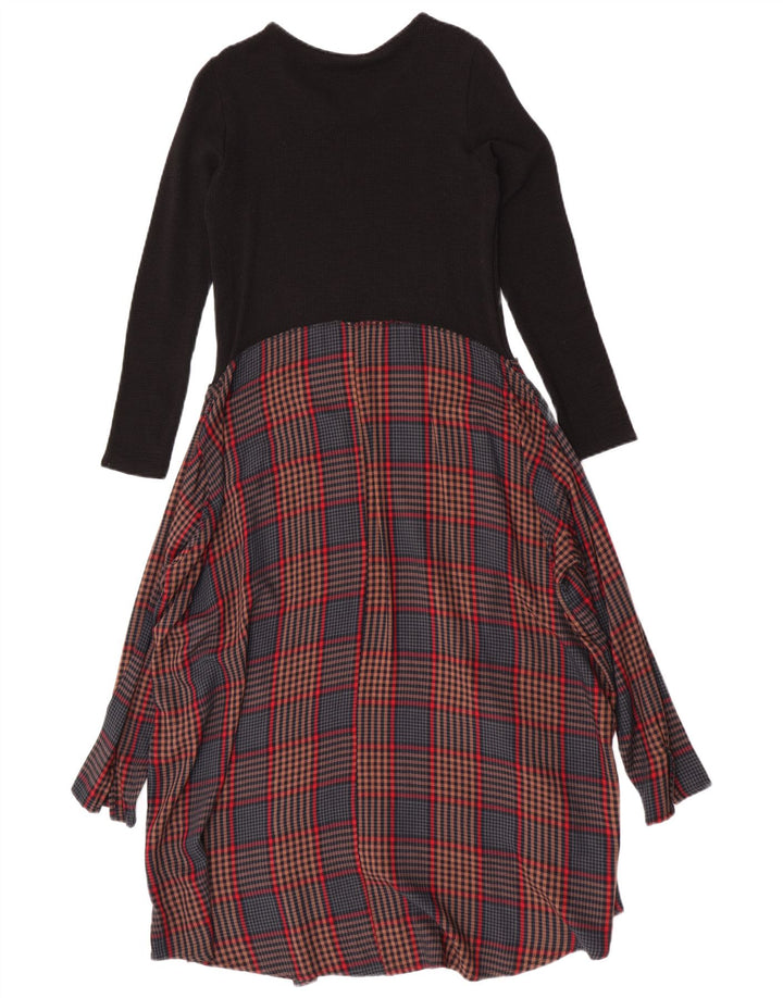 Vestito maxi a maniche lunghe da donna Zara UK 12 medio nero a quadri