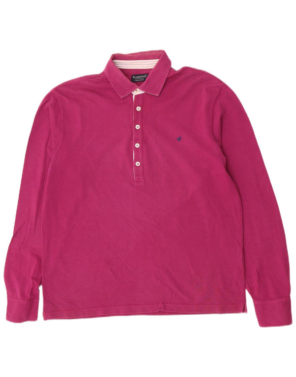 Polo a maniche lunghe da uomo Brooksfield IT 52 Large in cotone rosa