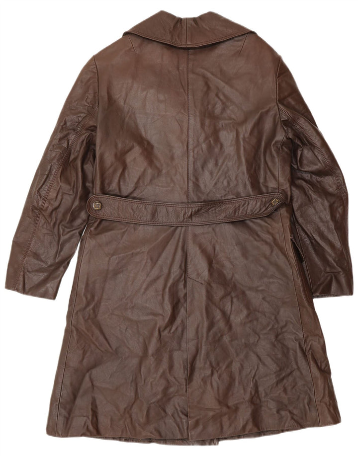 Cappotto in pelle vintage da donna UK 14 Marrone medio