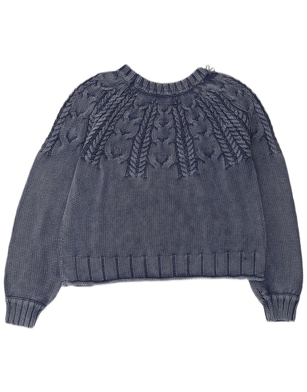 WHITE STUFF Maglione corto da donna con scollo a barca UK 16 Large Blu navy