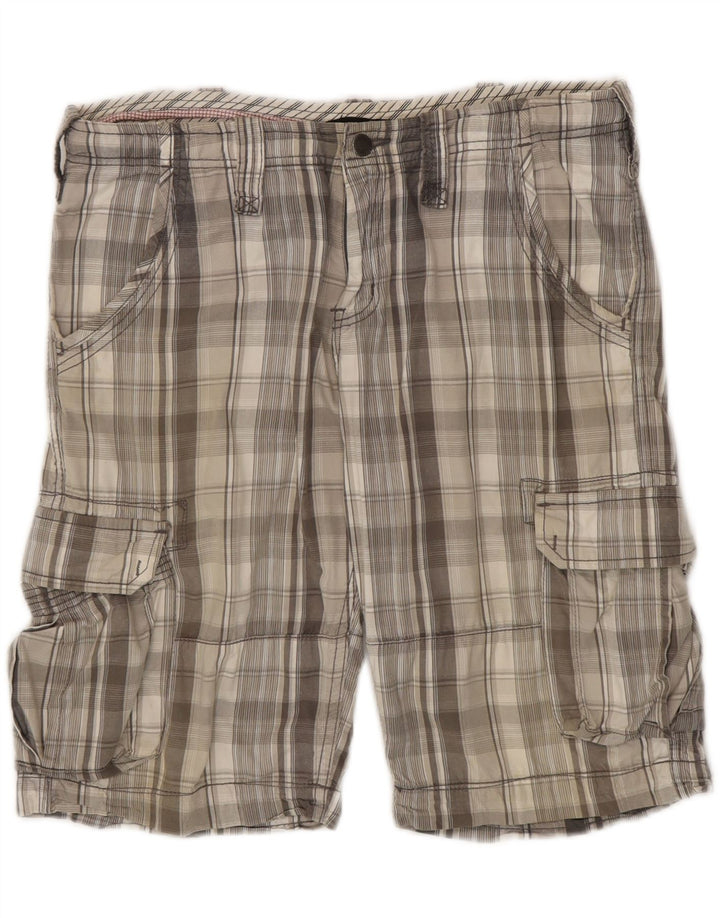 Pantaloncini cargo da uomo Scorpion Bay W34 cotone a quadri grigi grandi