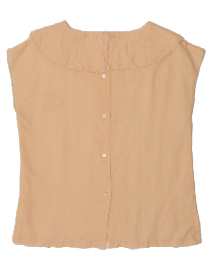 VINTAGE Womens Sleeveless Blouse Top UK 16 Large Beige Vintage Vintage and Second-Hand Vintage from Messina Hembry 