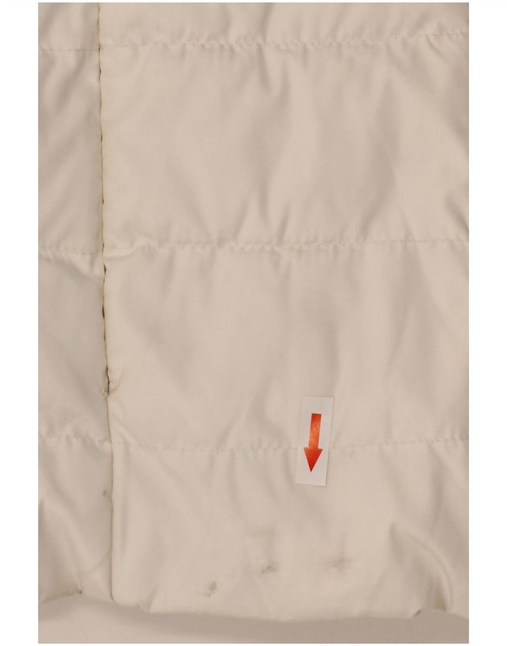 Giacca imbottita con cappuccio da donna Superdry UK 14 grande poliestere bianco