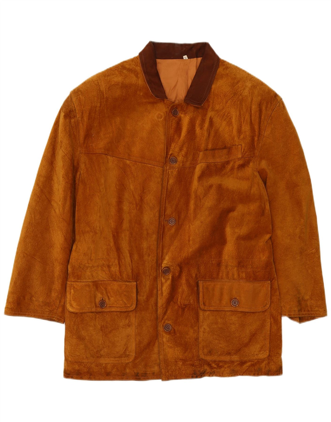 Soprabito vintage da uomo in pelle scamosciata UK 42 XL in pelle marrone