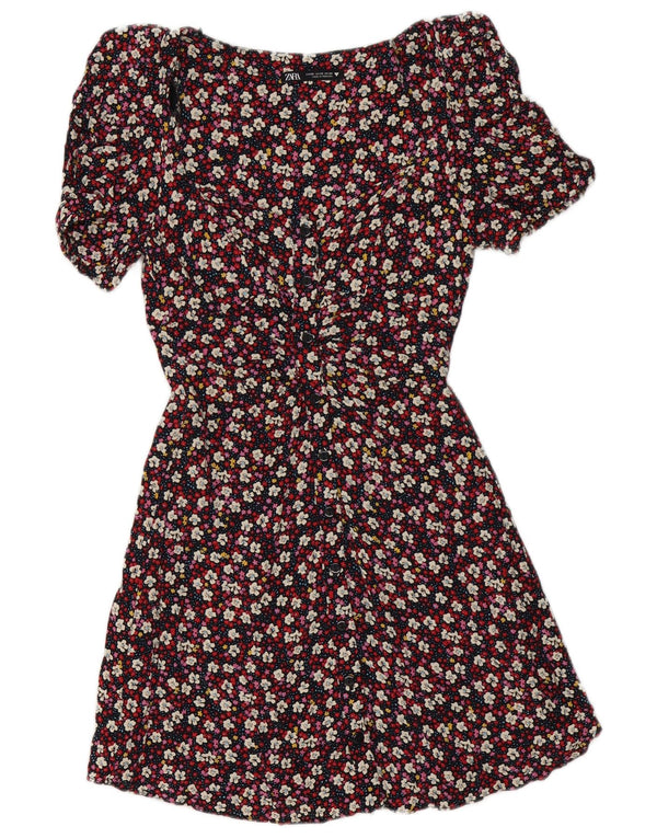 Abito camicia da donna Zara UK 6 XS poliestere floreale multicolore