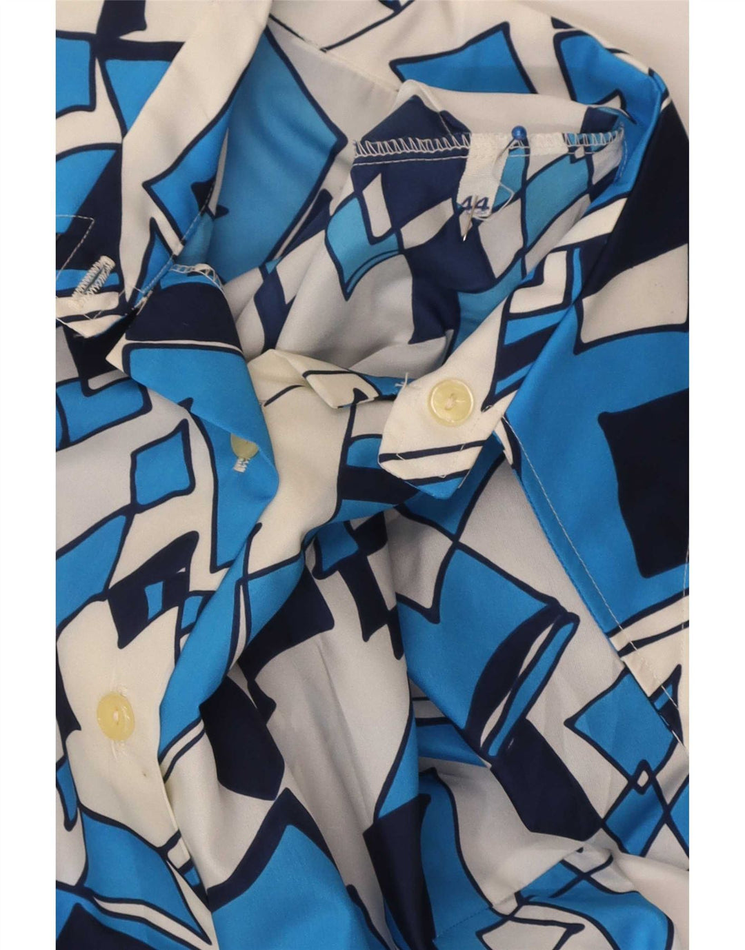 Camicetta camicia vintage da donna IT 44 Blu medio geometrico