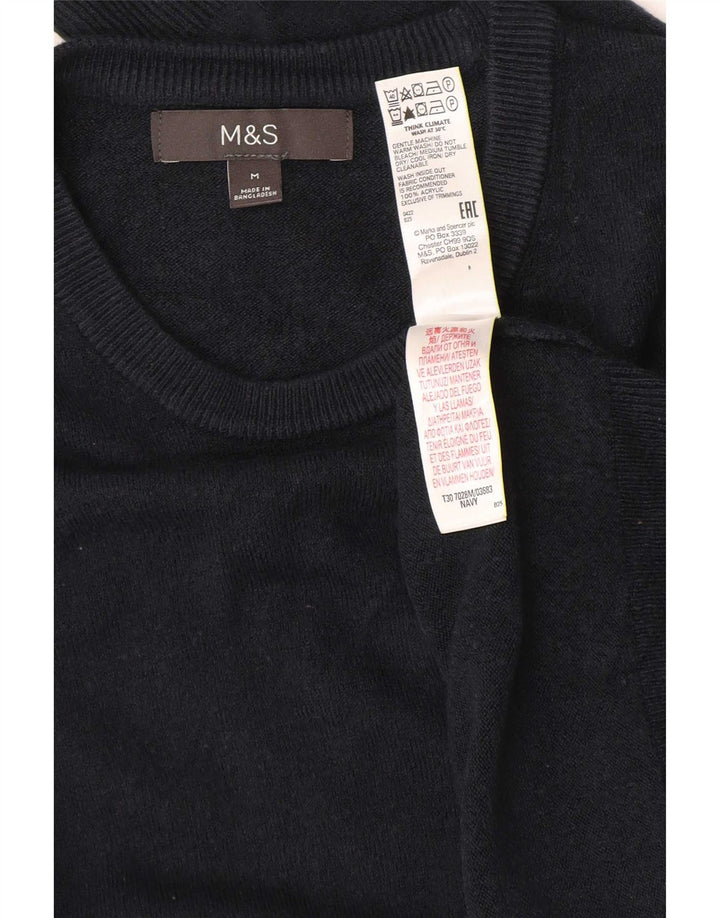 Maglione maglione girocollo da uomo Marks & Spencer medio blu navy acrilico