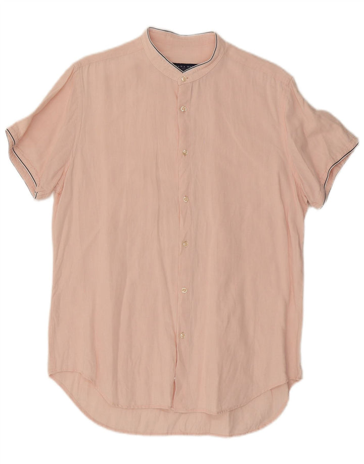 Camicia Zara da uomo slim fit a maniche corte grande rosa