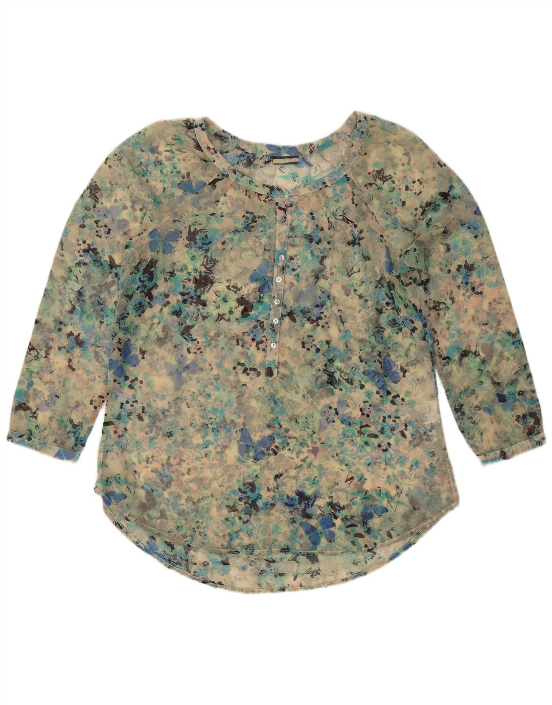 Camicetta vintage da donna Top UK 18 XL Turchese maculato