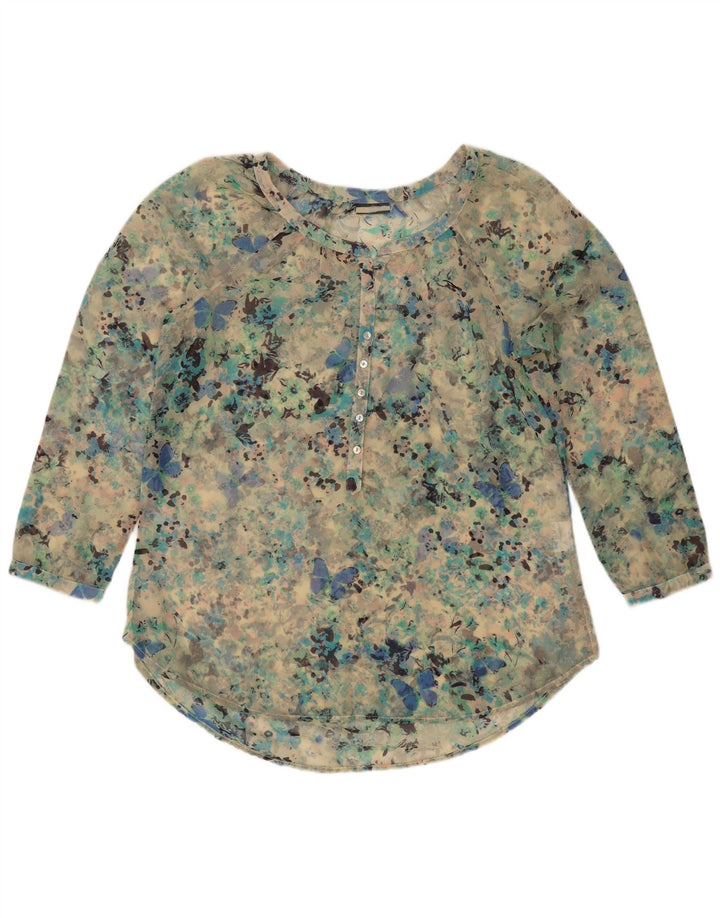 Camicetta vintage da donna Top UK 18 XL Turchese maculato
