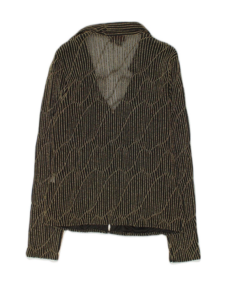 PIERRE CARDIN Womens Full Zip Blazer Jacket UK 12 Medium Black Striped | Vintage Pierre Cardin | Thrift | Second-Hand Pierre Cardin | Used Clothing | Messina Hembry 