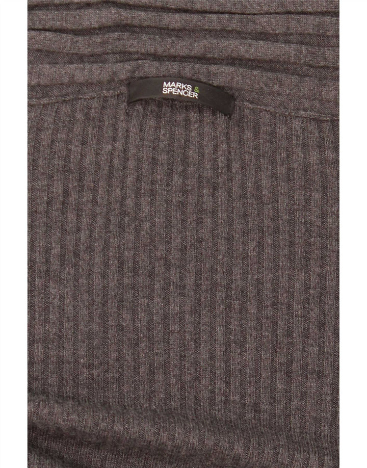 Maglione cardigan aperto asimmetrico da donna Marks & Spencer UK 8 piccolo grigio