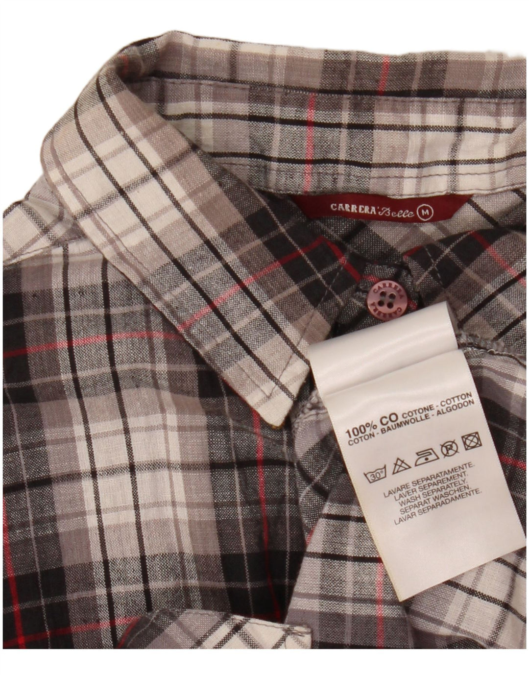 Camicetta da donna a maniche corte Carrera UK 14 Cotone a quadri grigio medio