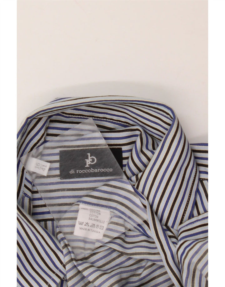 ROCCOBAROCCO Mens Shirt Size 41 16 Large Blue Striped Cotton
