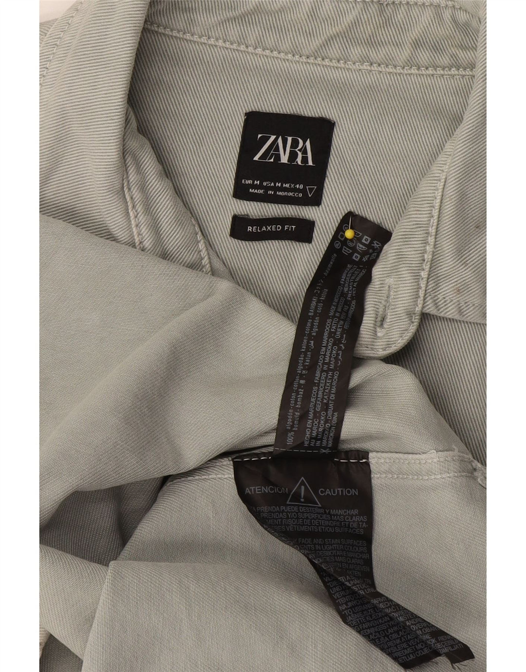 Camicia in denim da uomo Zara dalla vestibilità comoda, in cotone grigio medio
