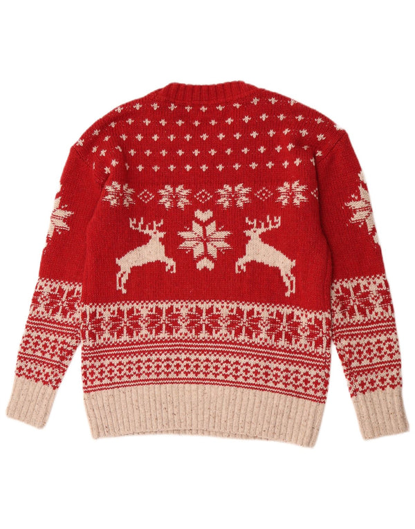 Maglione maglione girocollo da donna Fat Face UK 10 Piccolo Natale rosso