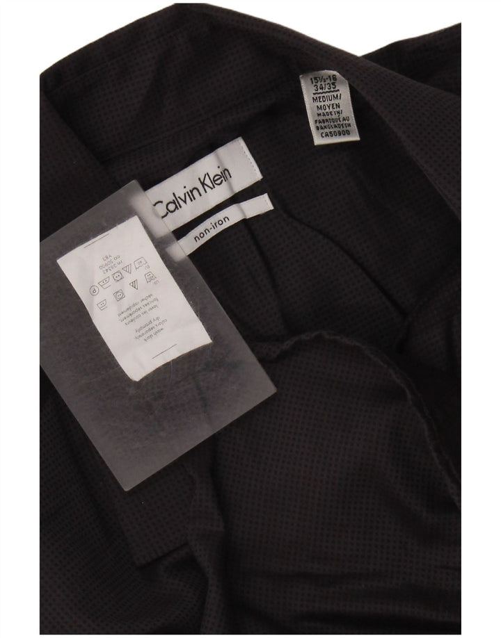 CALVIN KLEIN Camicia da uomo taglia 15 1/2 16 Cotone maculato grigio medio
