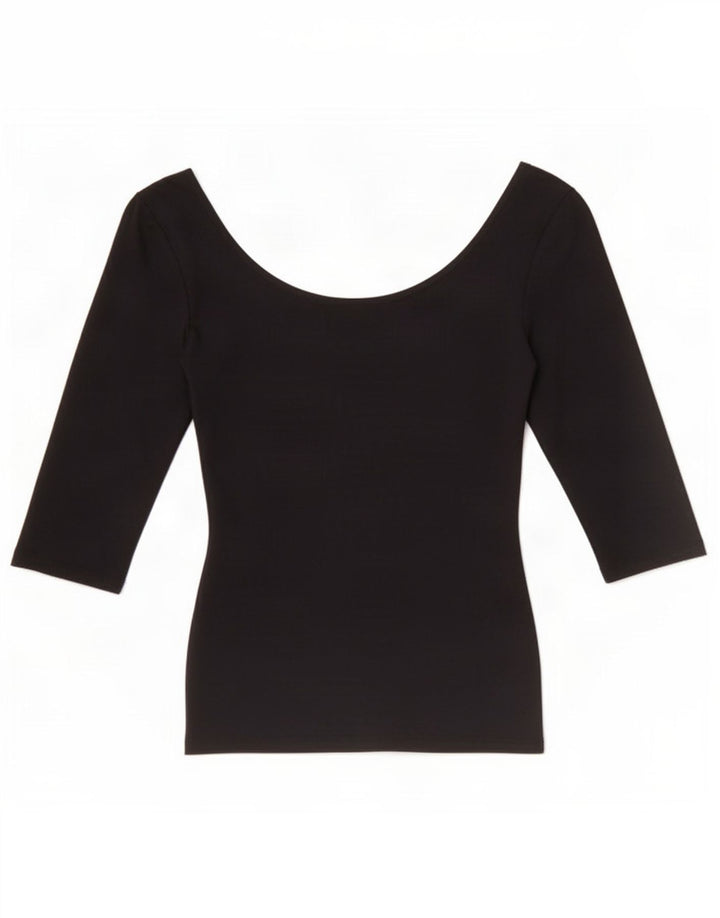 Top Zara da donna con spalle scoperte e maniche a 3/4 UK 8 Small nero in poliammide