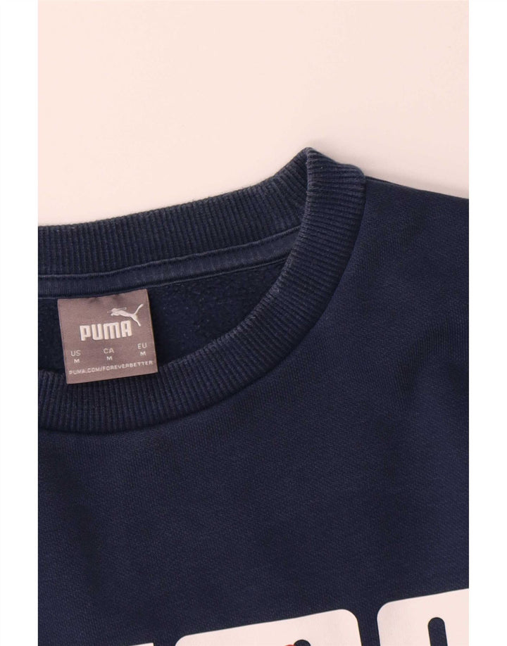 Felpa grafica da uomo Puma Felpa media in cotone blu navy