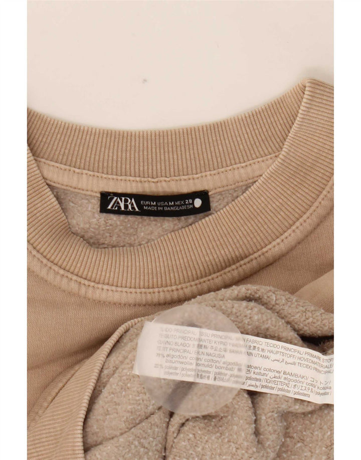 Felpa oversize da donna Zara UK 14 Cotone beige medio