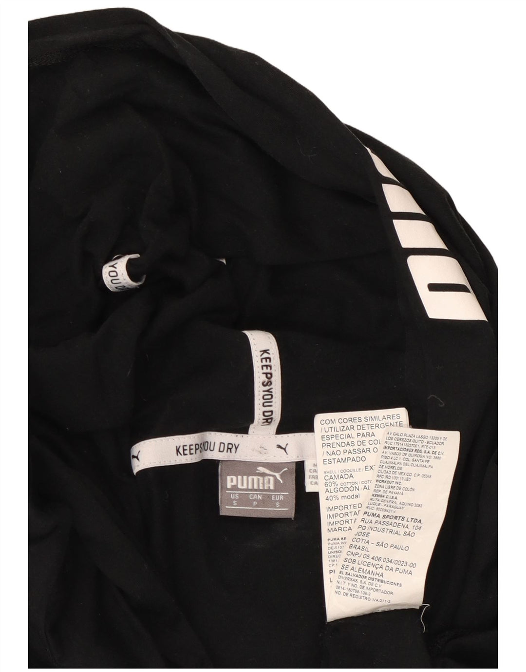 PUMA Top grafico da donna con cappuccio manica lunga UK 10 piccolo cotone nero