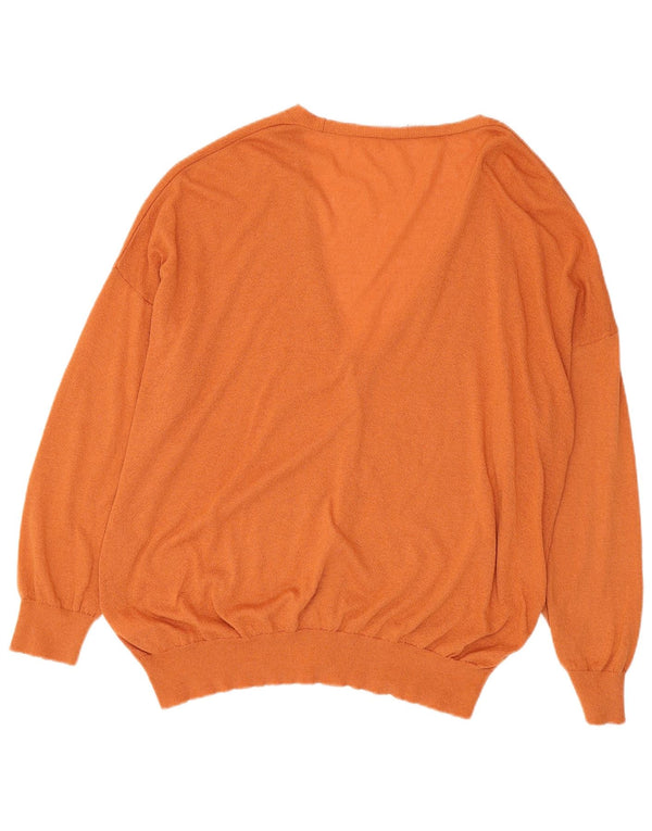 Maglione cardigan oversize da donna Zara UK 16 grande acrilico arancione