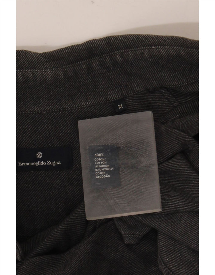 ERMENEGILDO ZEGNA Camicia Uomo Cotone Gessato Grigio Medio