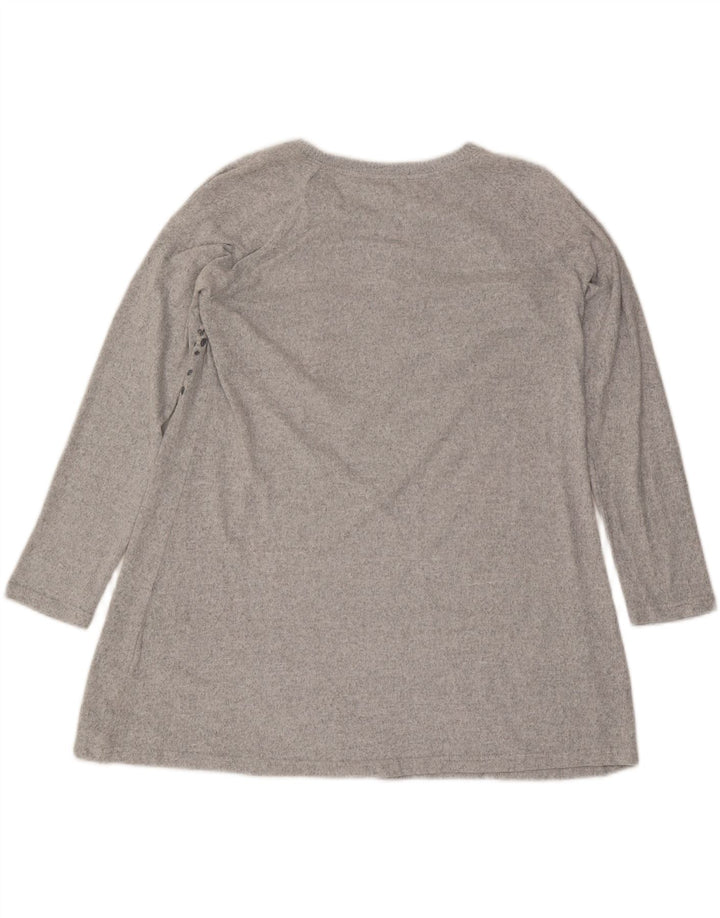 Top tunica a maniche lunghe da donna Marks & Spencer UK 16 grande poliestere grigio