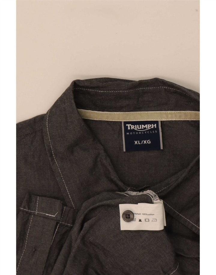 Camicia a maniche corte grafica da uomo Triumph XL in cotone grigio