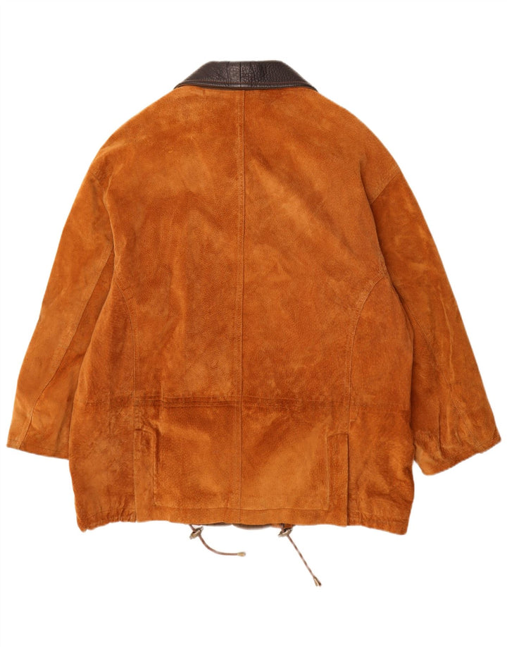Cappotto da uomo in pelle scamosciata Natural Wear Conbipel UK 40 grande in pelle marrone