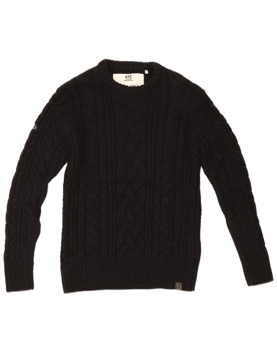 Maglione maglione girocollo da uomo Superdry grande acrilico nero