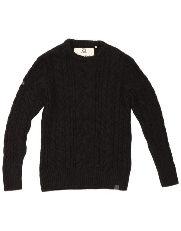 Maglione maglione girocollo da uomo Superdry grande acrilico nero