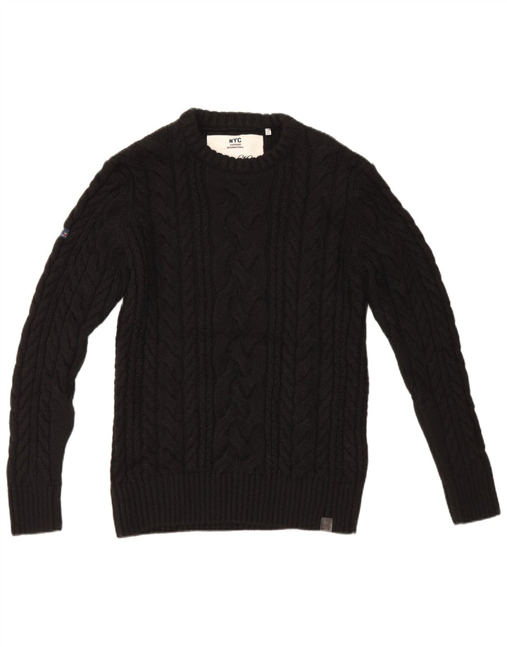 Maglione maglione girocollo da uomo Superdry grande acrilico nero