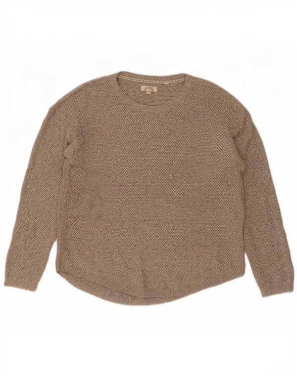 Maglione maglione con scollo a barca da donna Fat Face UK 14 grande cotone grigio