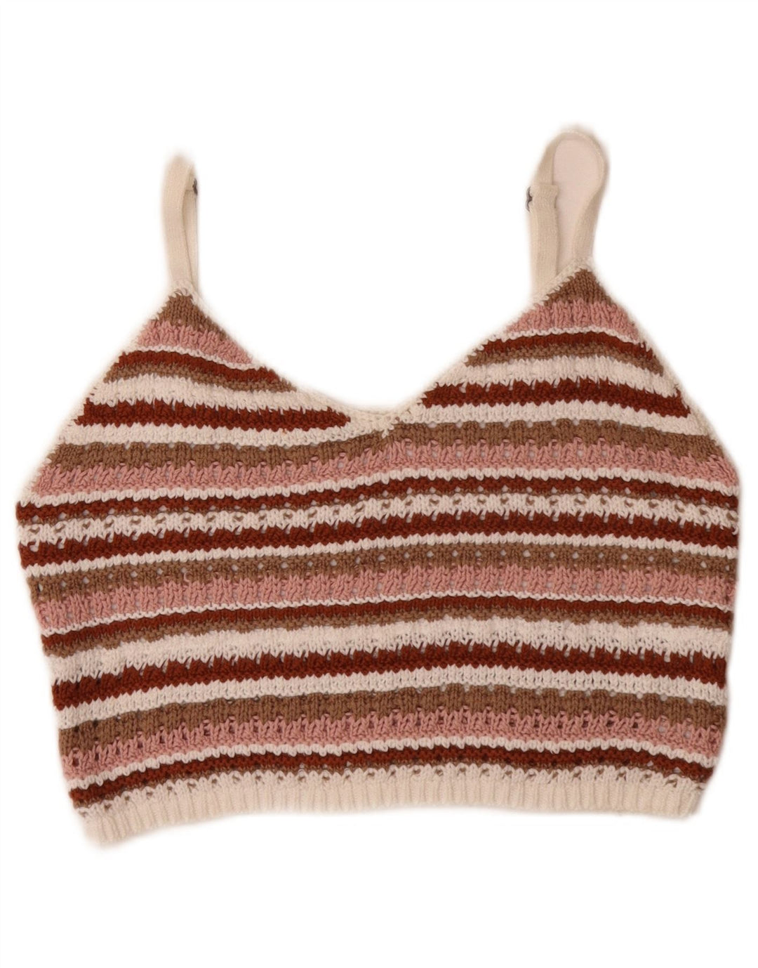 Top corto in maglia da donna Hollister UK 12 cotone a righe multicolore medio