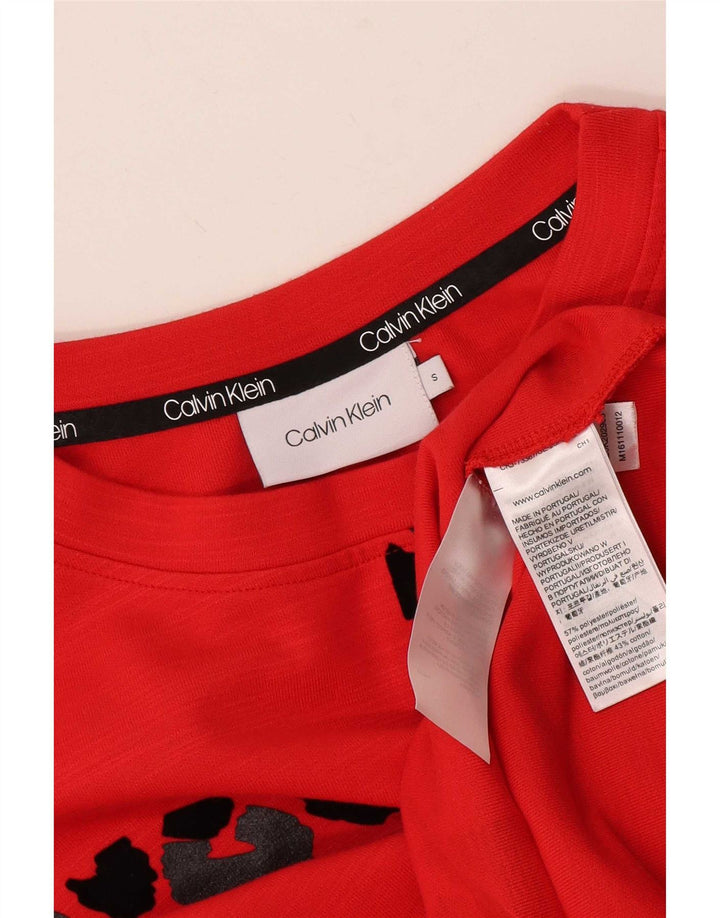 Felpa oversize con grafica da donna Calvin Klein, maglione UK 10 piccolo rosso