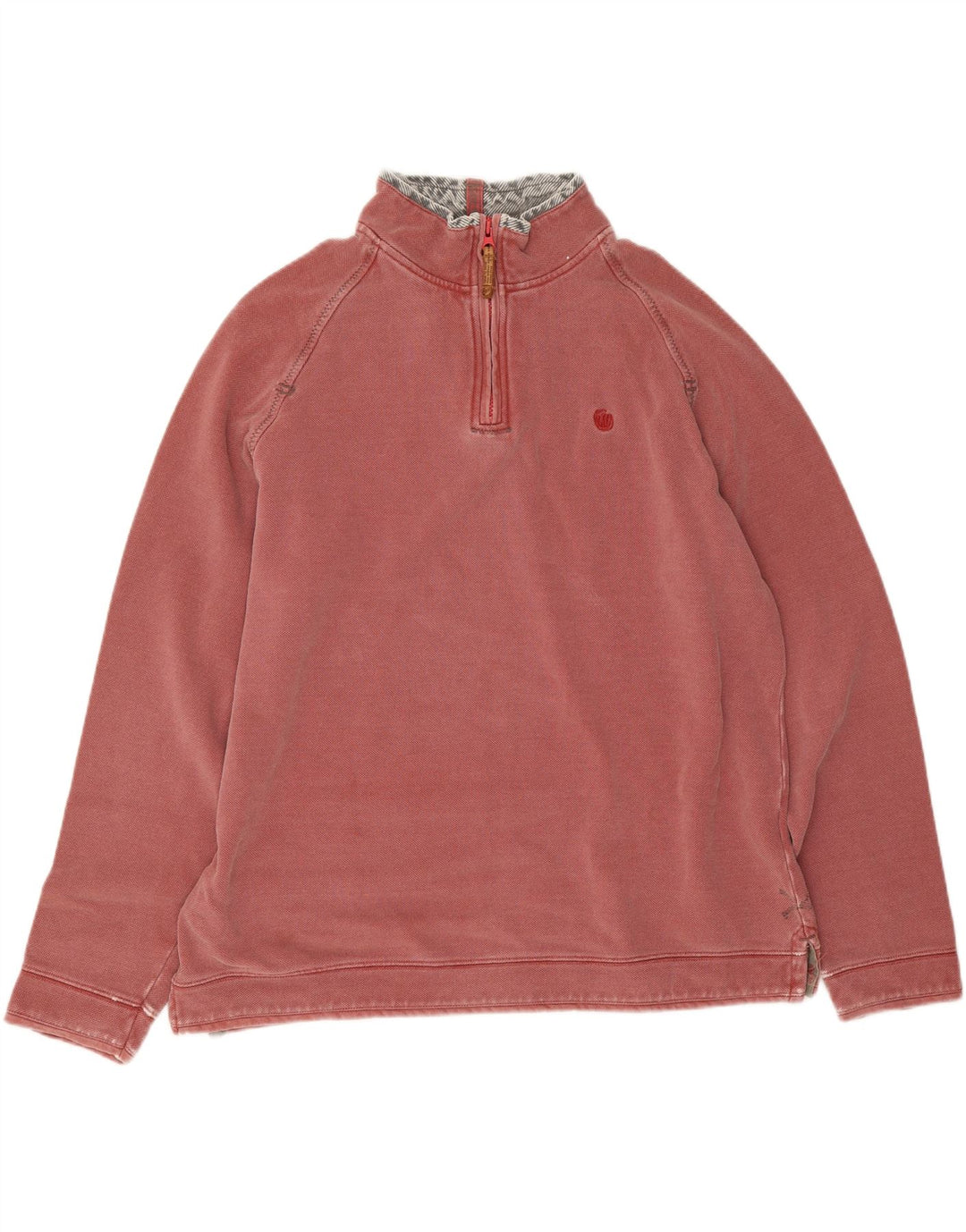 Felpa da uomo con collo con zip Fat Face, maglione grande, cotone rosa