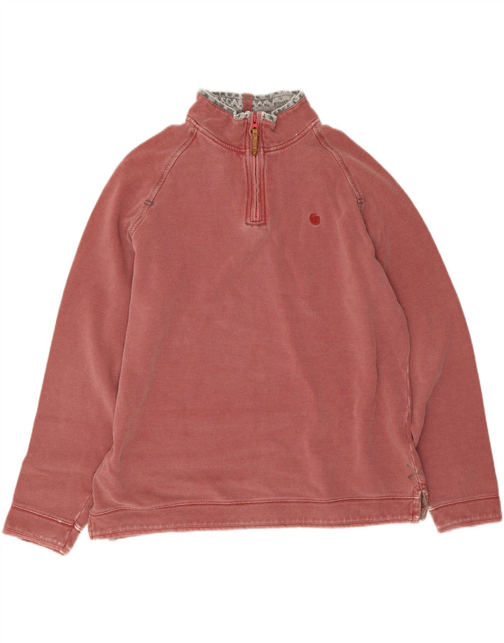 Felpa da uomo con collo con zip Fat Face, maglione grande, cotone rosa